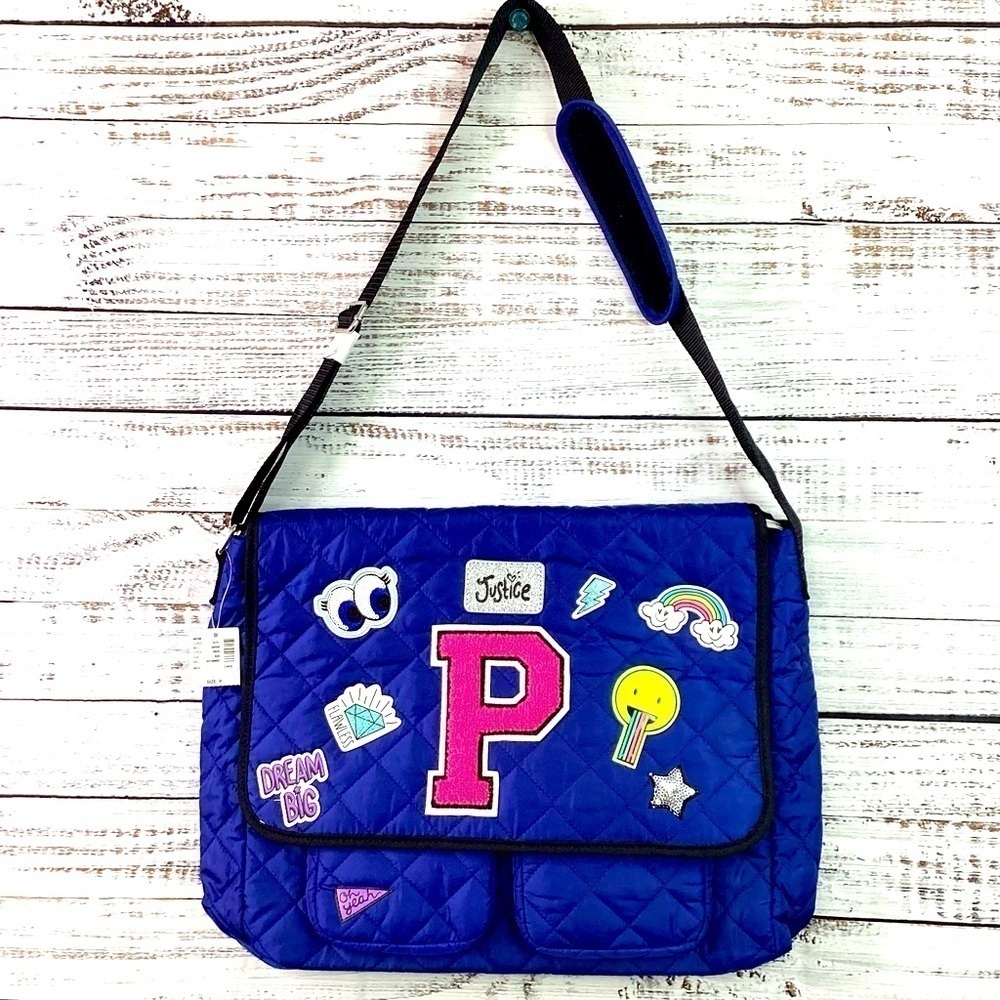 JUSTICE GIRLS KIDS P LETTER SCHOOL BACKPACK BAG NWT‎